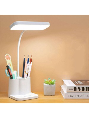 20 LED Kademeli Masa Lambası, Beyaz, Çalışma ve Okuma Için Işıklandırma