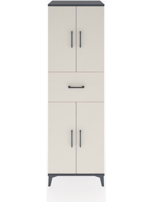 Hyperion Dolap 3 Raflı Tek Çekmeceli 4 Kapaklı 60X44X195 Antrasit-Aytaşı