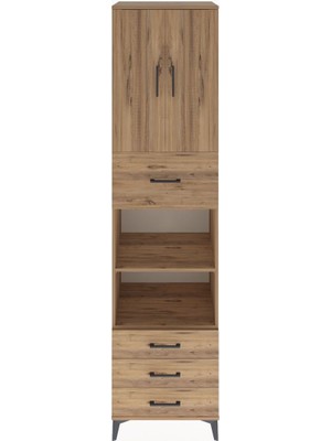 Hyperion Dolap 4 Raflı 4 Çekmeceli 2 Kapaklı 60X44X243 Çam-Çam