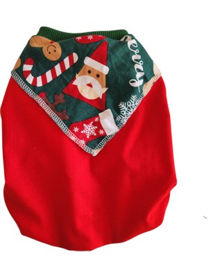 Kedi Köpek Kıyafeti Yılbaşı Noel Fularlı Tshirt