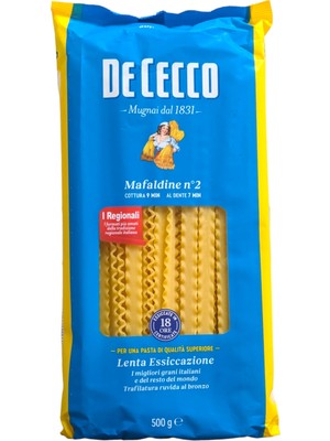 De Cecco Mafaldine 500 gr İtalyan Makarna Aromasız Yavaş Kurutulmuş Kaliteli Durum Buğdayı