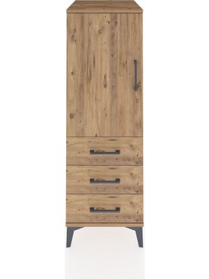 Kronos Dolap 2 Raflı 3 Çekmeceli Tek Kapaklı 44X59X134 Çam-Çam