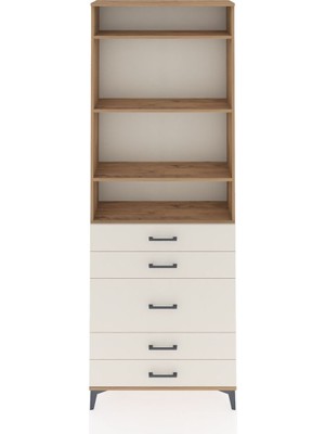 Arges Dolap 4 Raflı 5 Çekmeceli 88X30X243 Çam-Aytaşı
