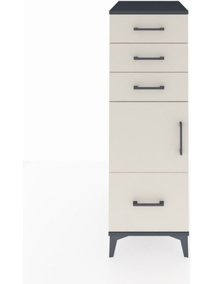 Kronos Dolap Tek Raflı 3 Çekmeceli Tek Kapaklı 44X59X134 Antrasit-Aytaşı