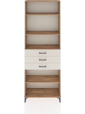 Arges Dolap 4 Raflı 3 Çekmeceli 88X30X243 Çam-Aytaşı