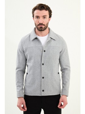 MCR Düz Slim Fit Gömlek Yaka Çıtçıtlı Yandan Cepli Erkek Mont
