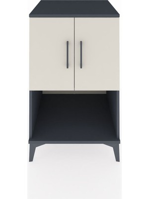 Kronos Komodin 2 Raflı 2 Kapaklı 60X59X96 Antrasit-Aytaşı