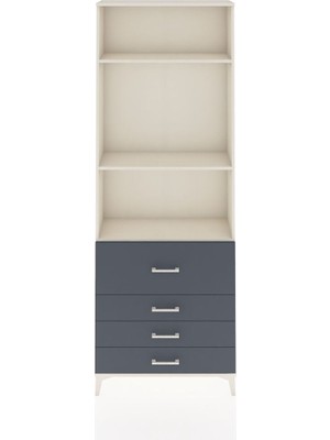 Arges Dolap 3 Raflı 4 Çekmeceli 88X30X243 Aytaşı-Antrasit