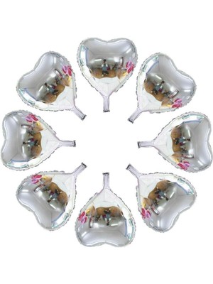 25 Adet Gümüş Kalp Folyo Balon 10 Inç