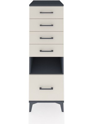 Kronos Dolap Tek Raflı 5 Çekmeceli 44X59X134 Antrasit-Aytaşı