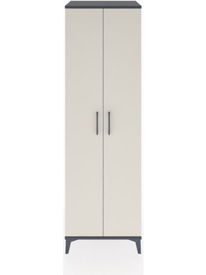 Hyperion Dolap 3 Raflı 2 Kapaklı Tek Askılı 60X44X195 Antrasit-Aytaşı