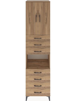 Hyperion Dolap 3 Raflı 7 Çekmeceli 2 Kapaklı 60X44X243 Çam-Çam