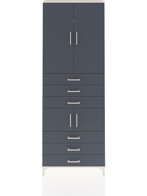 Arges Dolap 4 Raflı 6 Çekmeceli 4 Kapaklı 88X30X243 Aytaşı-Antrasit