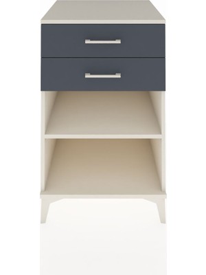 Kronos Komodin Tek Raflı 2 Çekmeceli 60X59X96 Aytaşı-Antrasit