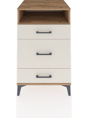 Kronos Komodin Tek Raflı 3 Çekmeceli 60X59X96 Çam-Aytaşı