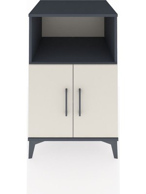 Kronos Komodin 2 Raflı 2 Kapaklı 60X59X96 Antrasit-Aytaşı