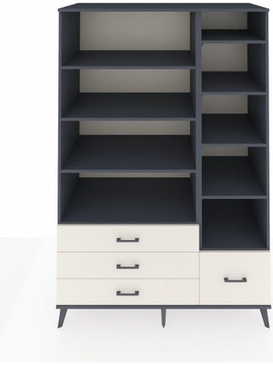 Kronos Dolap 9 Raflı 4 Çekmeceli  132X59X195 Antrasit-Antrasit/aytaşı