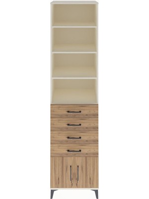 Hyperion Dolap 4 Raflı 4 Çekmeceli 2 Kapaklı 60X44X243 Aytaşı-Çam