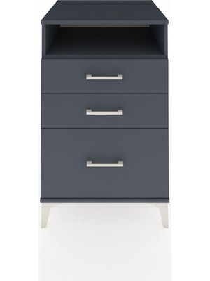 Kronos Komodin Tek Raflı 3 Çekmeceli 60X59X96 Antrasit-Antrasit