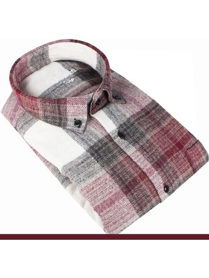 Varetta Erkek Bordo Kışlık Kalın Kareli Oduncu Gömlek – Cepli Geniş Kesim Trend Gömlek Model