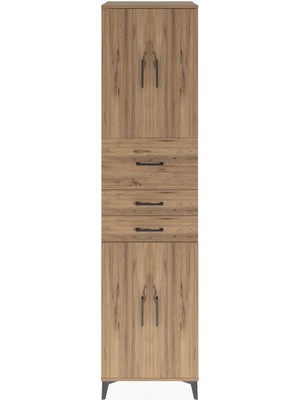 Hyperion Dolap 3 Raflı 3 Çekmeceli 4 Kapaklı 60X44X243 Çam-Çam