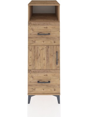 Kronos Dolap 2 Raflı 2 Çekmeceli Tek Kapaklı 44X59X134 Çam-Çam