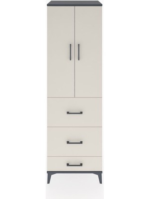 Hyperion Dolap Tek Raflı 3 Çekmeceli Tek Askılı 60X44X195 Antrasit-Aytaşı