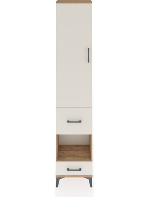 Arges Dolap 4 Raflı 2 Çekmeceli Tek Kapaklı 44X30X221 Çam-Aytaşı