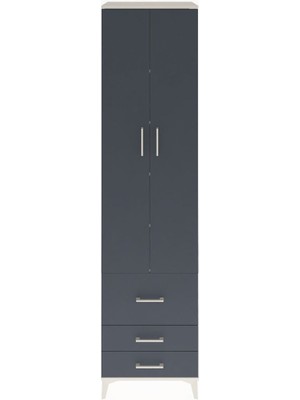 Hyperion Dolap 5 Raflı 3 Çekmeceli 2 Kapaklı 60X44X243 Aytaşı-Antrasit