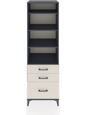 Hyperion Dolap 4 Raflı 3 Çekmeceli 60X44X195 Antrasit-Aytaşı