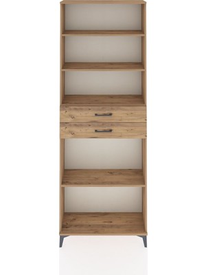 Arges Dolap 4 Raflı 2 Çekmeceli 88X30X243 Çam-Çam