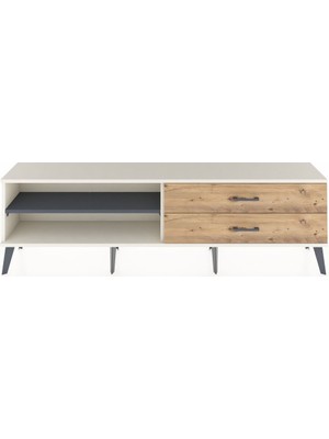 Arges Tv Ünitesi Tek Raflı 2 Çekmeceli  176X30X51 Aytaşı-Antrasit/çam