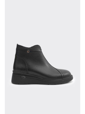 Hakiki Deri Dolgu Taban Fermuarlı Kadın Bot