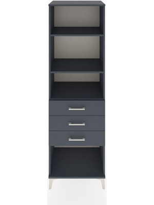 Hyperion Dolap 3 Raflı 3 Çekmeceli 60X44X195 Antrasit-Antrasit