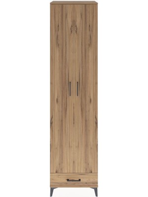 Hyperion Dolap 6 Raflı Tek Çekmeceli 2 Kapaklı 60X44X243 Çam-Çam