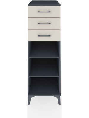 Kronos Dolap 2 Raflı 3 Çekmeceli 44X59X134 Antrasit-Aytaşı