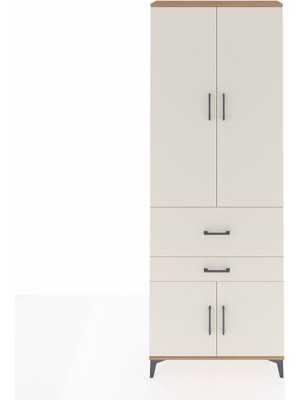 Arges Dolap 5 Raflı 2 Çekmeceli 4 Kapaklı 88X30X243 Çam-Aytaşı