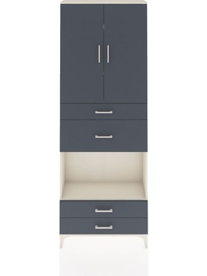 Arges Dolap 4 Raflı 4 Çekmeceli 2 Kapaklı 88X30X243 Aytaşı-Antrasit