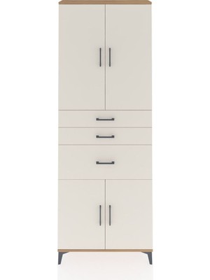 Arges Dolap 4 Raflı 3 Çekmeceli 4 Kapaklı 88X30X243 Çam-Aytaşı