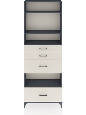 Arges Dolap 4 Raflı 4 Çekmeceli 88X30X243 Antrasit-Aytaşı