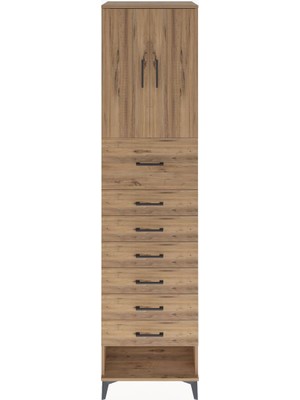 Hyperion Dolap 2 Raflı 7 Çekmeceli 2 Kapaklı 60X44X243 Çam-Çam