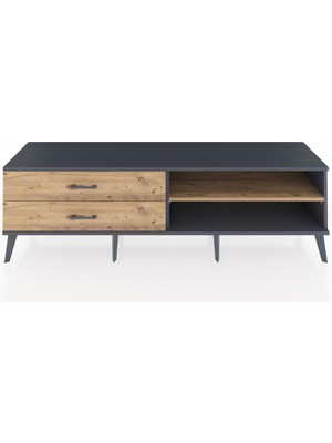 Hyperion Tv Ünitesi Tek Raflı 2 Çekmeceli  176X44X51 Antrasit-Çam/çam