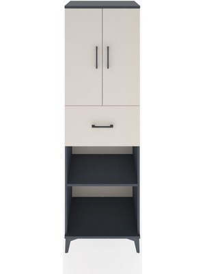 Hyperion Dolap 4 Raflı Tek Çekmeceli 2 Kapaklı 60X44X195 Antrasit-Aytaşı