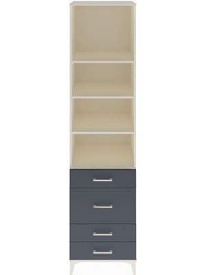 Hyperion Dolap 4 Raflı 4 Çekmeceli 60X44X243 Aytaşı-Antrasit