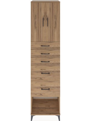 Hyperion Dolap 2 Raflı 5 Çekmeceli 2 Kapaklı 60X44X243 Çam-Çam