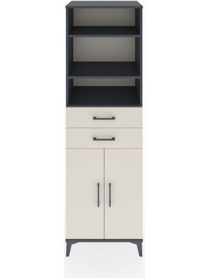 Hyperion Dolap 4 Raflı 2 Çekmeceli 2 Kapaklı 60X44X195 Antrasit-Aytaşı