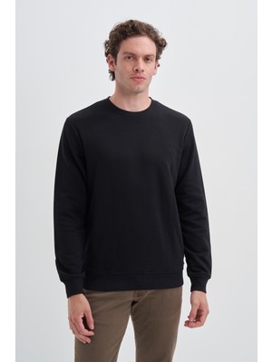 Cazador B56060 Siyah Bisiklet Yaka Slim Fit Sweatshirt