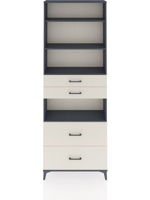 Arges Dolap 4 Raflı 4 Çekmeceli 88X30X243 Antrasit-Aytaşı