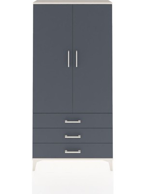 Arges Dolap Tek Raflı 3 Çekmeceli Tek Askılı 88X30X182 Aytaşı-Antrasit