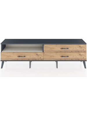 Arges Tv Ünitesi Tek Raflı 3 Çekmeceli  176X30X51 Antrasit-Aytaşı/çam